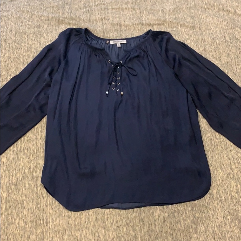 Jennifer Lopez Lace-Up Blouse